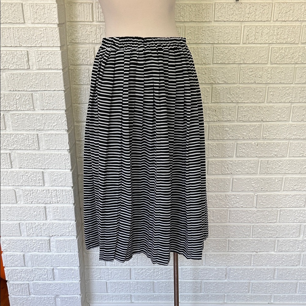 Hi There from Karen Walker - black/white striped pleated midi skirt